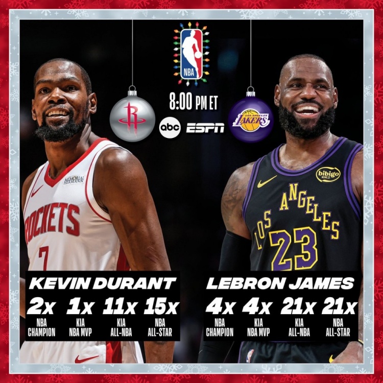 圣诞夜60分不是传说！詹姆斯500+前无古人 库里一遇圣诞就隐身？